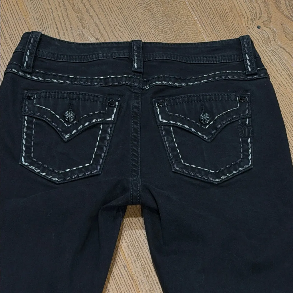 Miss Me Women's Silver Metallic Classic Black Bootcut Jeans 29 - Image 4