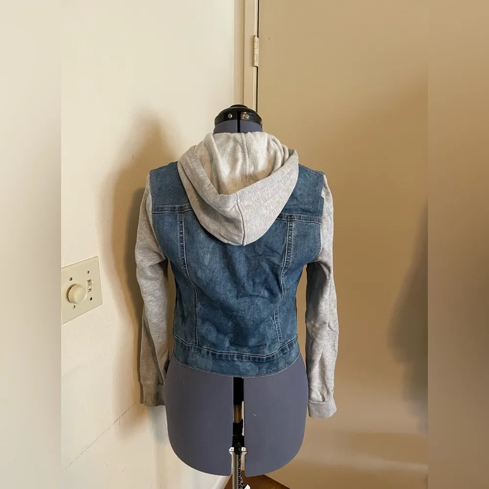 Wax Jeans Women's Juniors Hoodie Denim Jacket Size M - Image 6