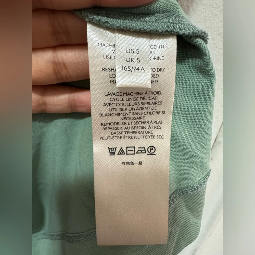 Anthropologie Jersey Midi Skirt in Sage Green Size Small with slit - Image 6