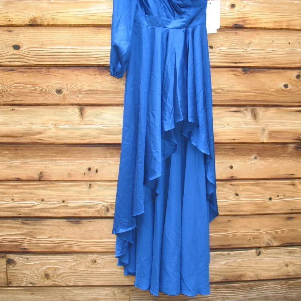 Mac Duggal 49141 Womens Blue HIGH LOW ONE SHOULDER FLOWY GOWN - Image 9