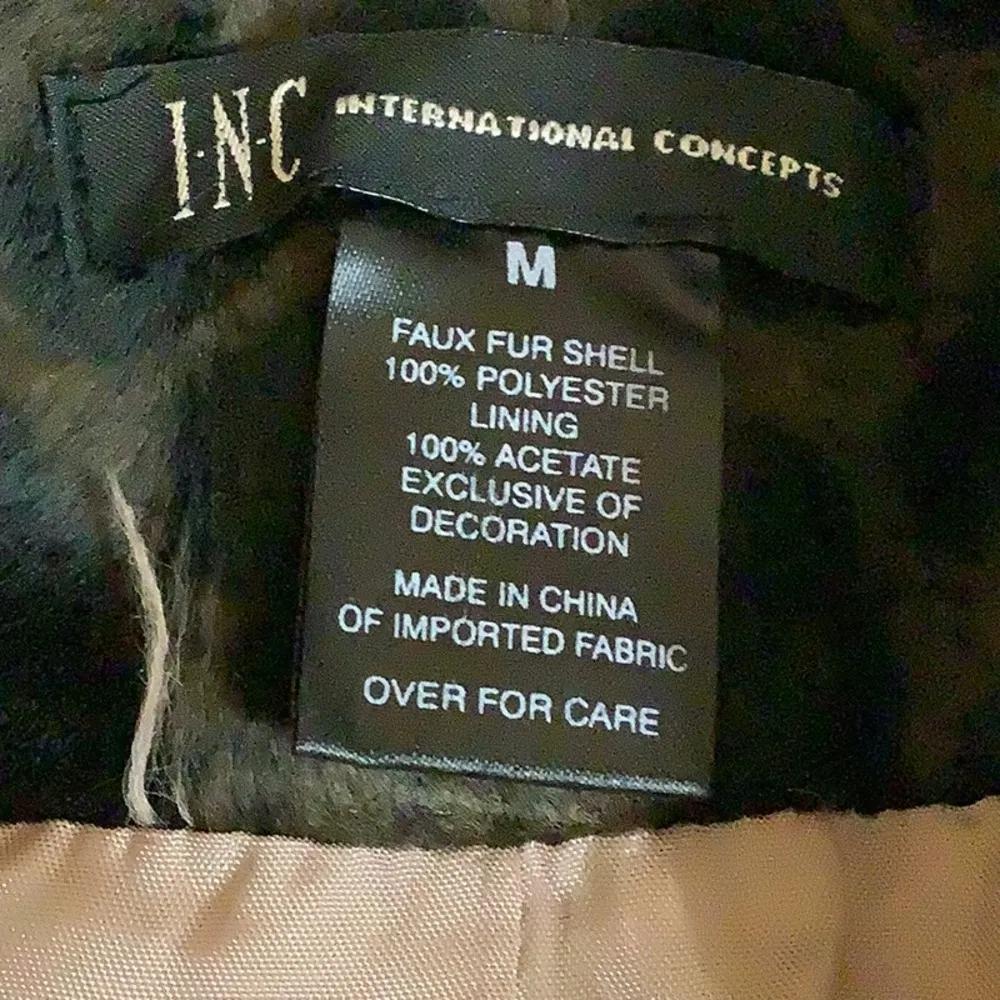 INC International Concepts Size Medium Leopard Faux Fur Shell Crop Jacket. New Brown - Image 7