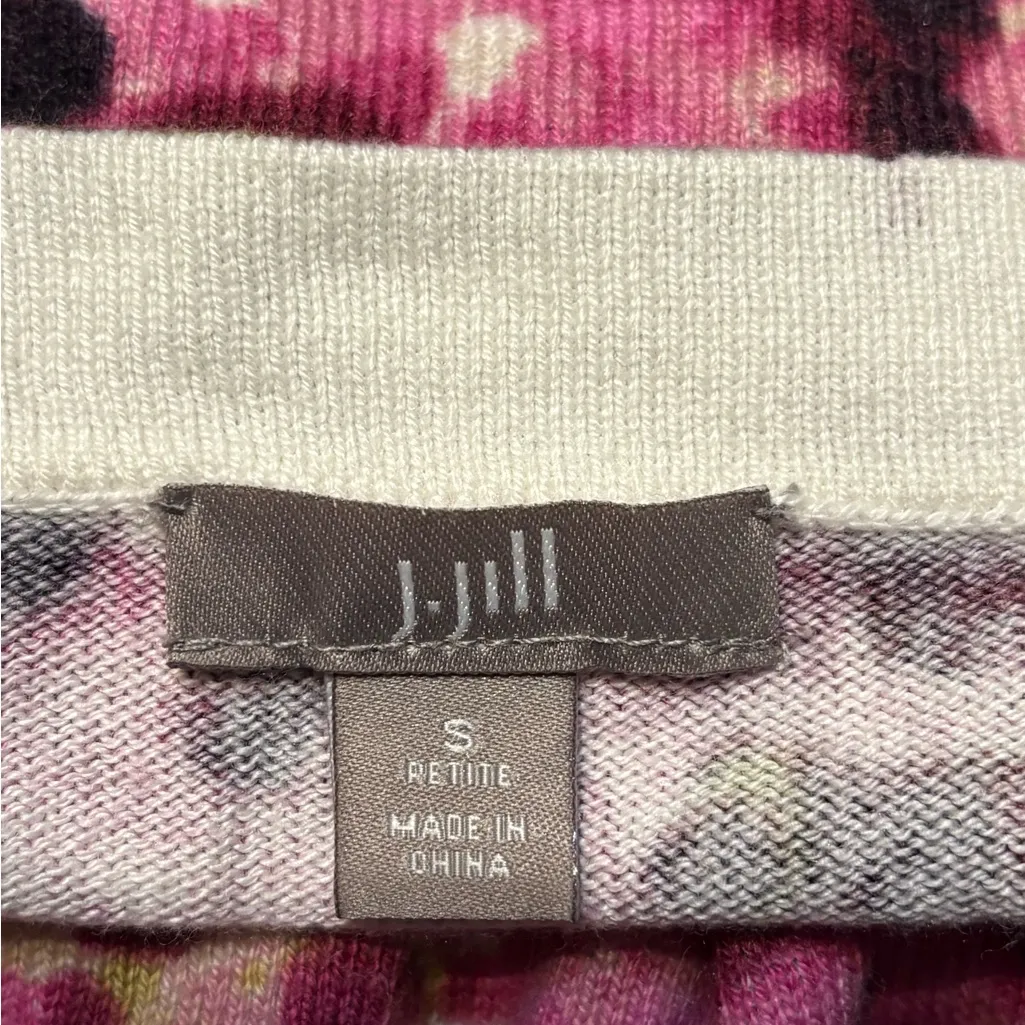 J Jill Long Sleeve All Over Floral Print Lightweight Sweater Women's Size Small Pink - Image 5