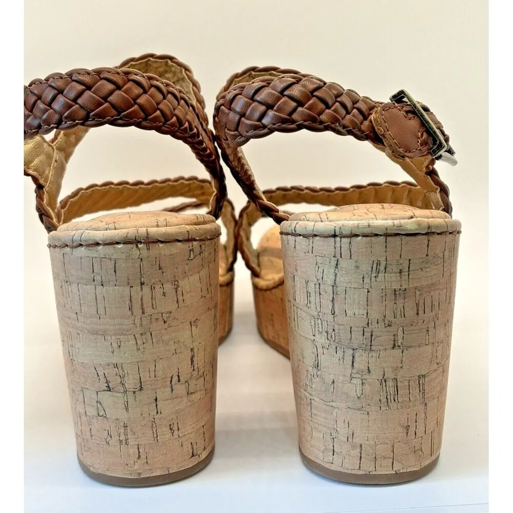 New BOC Chrissy Womens Size 10 Cork Wedge Brown Braided Sandals Born Summer Shoe - Image 4
