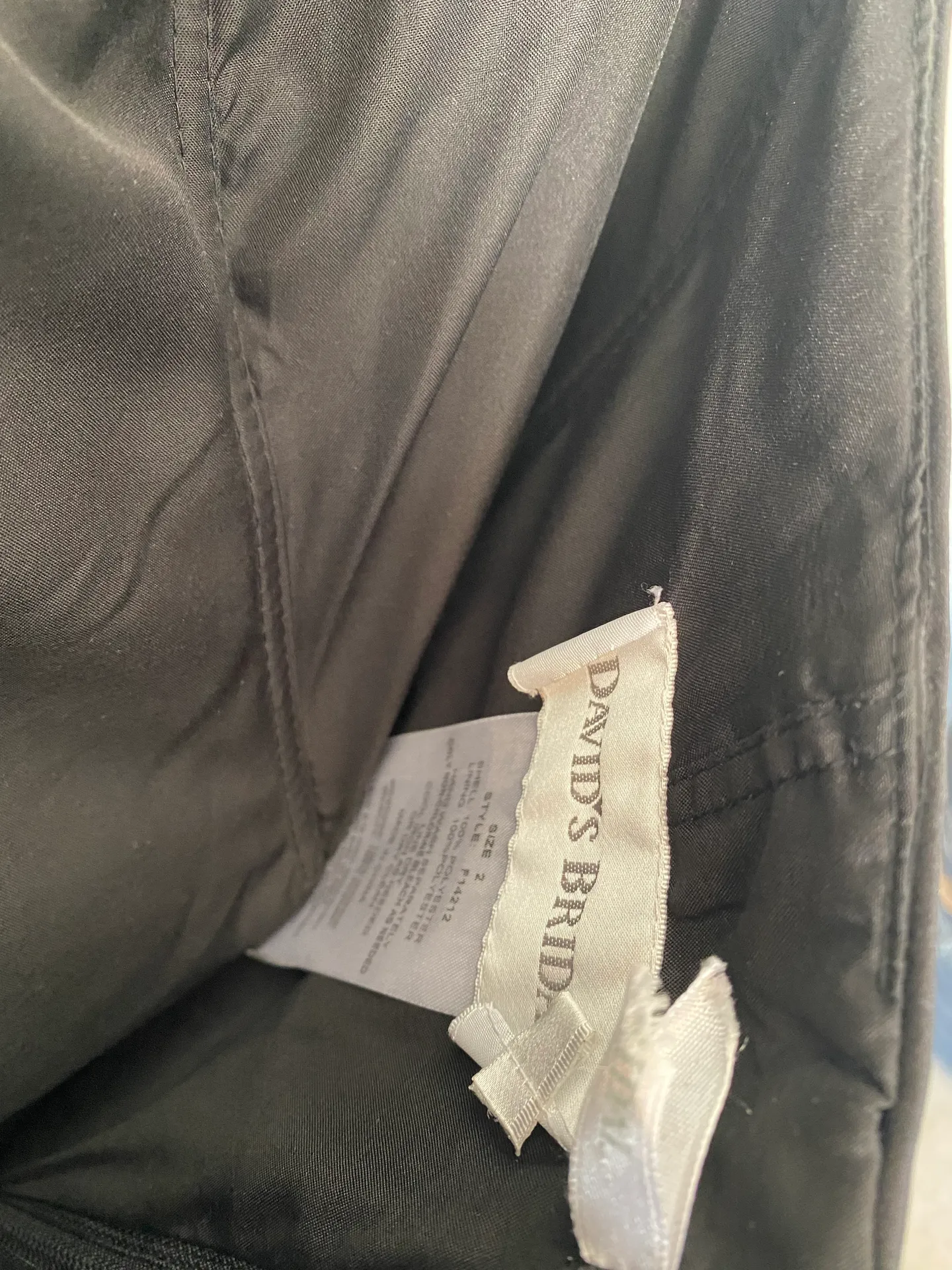 David’s Bridal black strapless ruched dress size 2. - Image 5