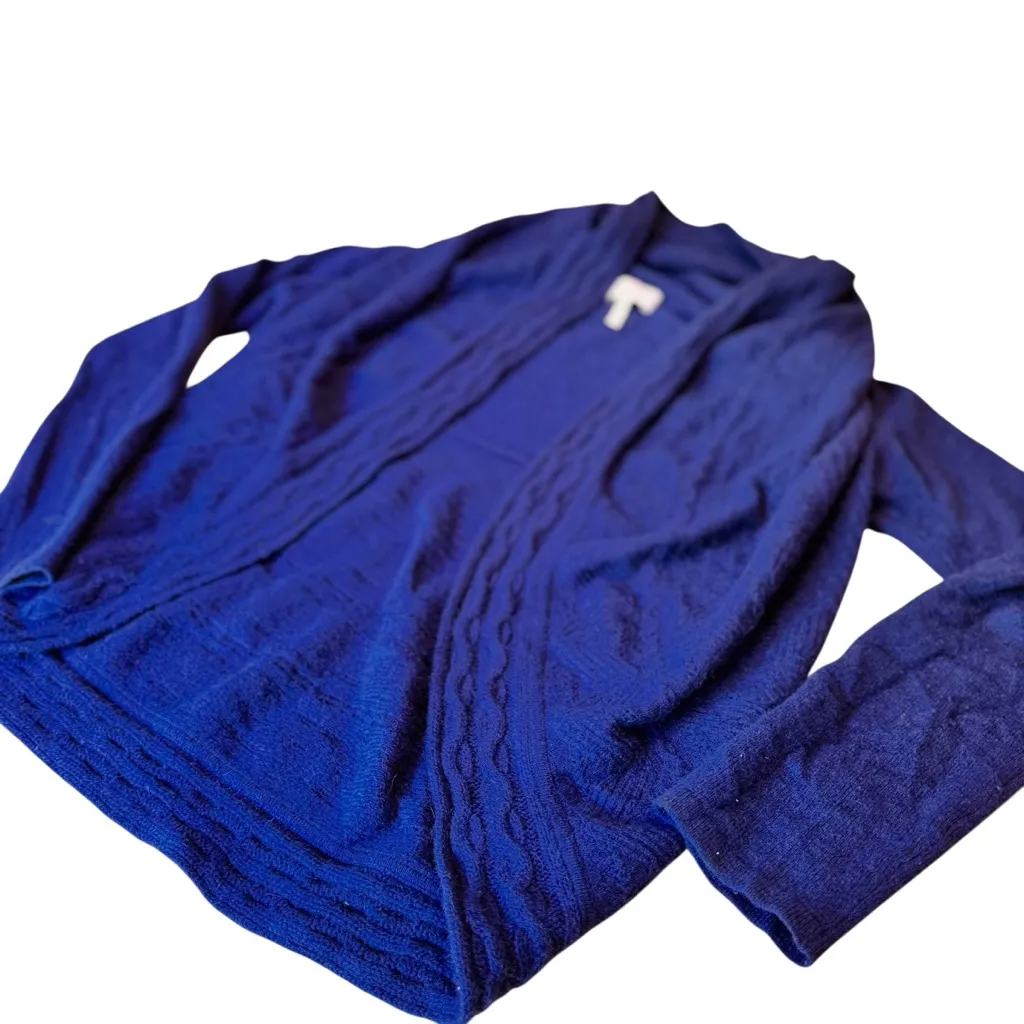 Halogen 100% Cashmere Royal Blue Open Front Cardigan Shrug Size L - Image 4
