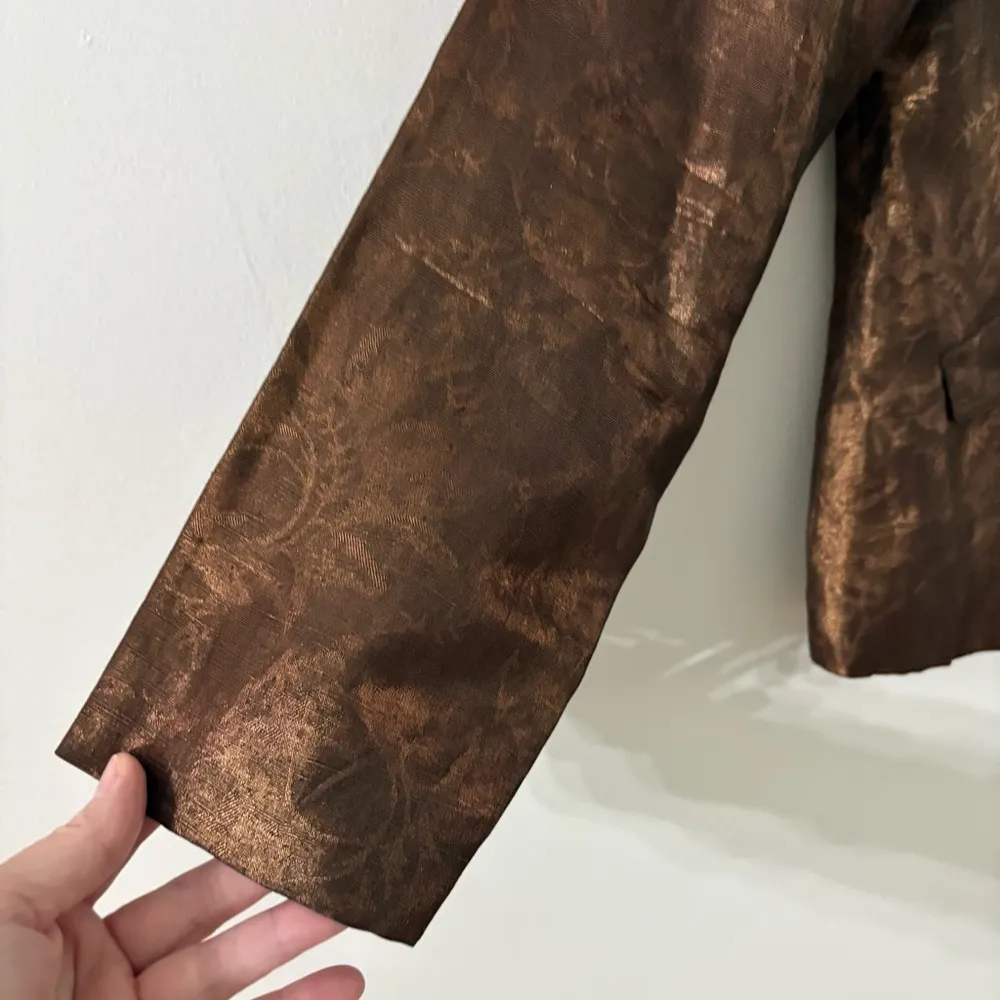 Chico’s Lightweight Linen Silk Blend Bronze Jacket. Size 1 - Image 8