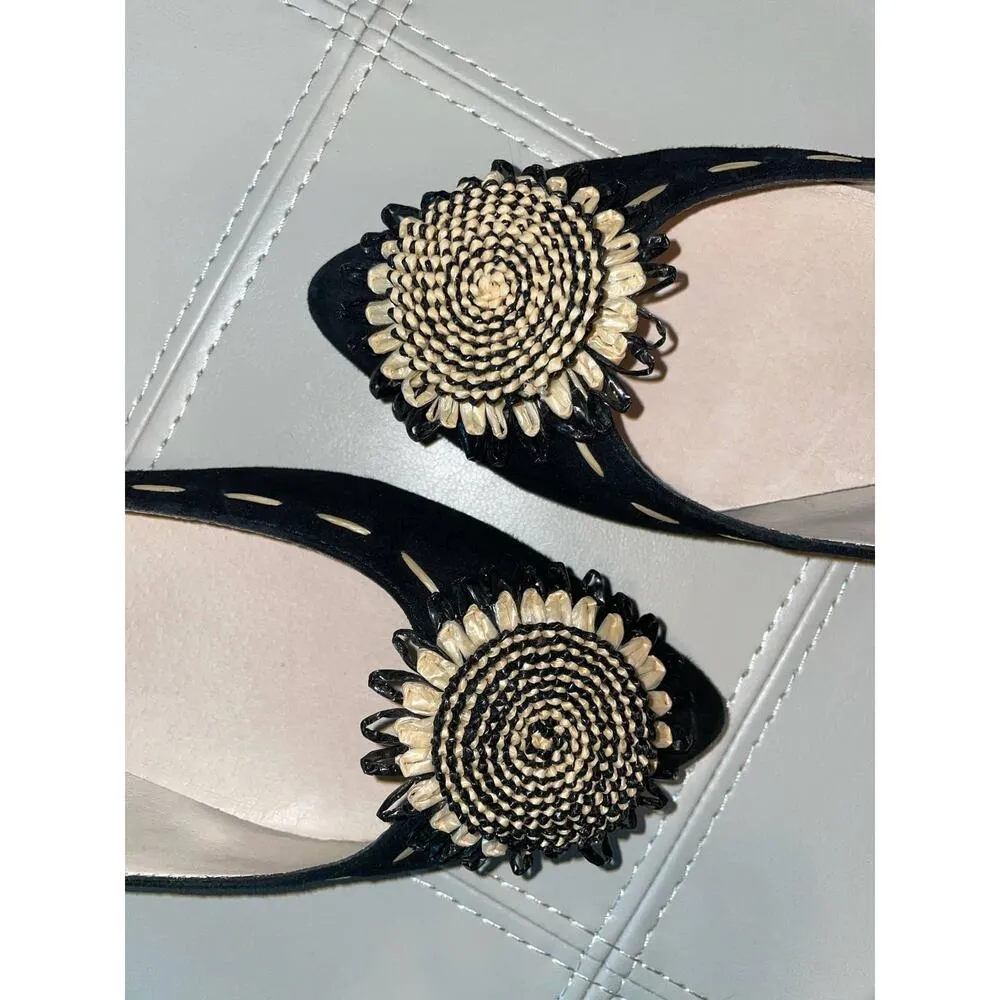 Donald J Pliner Black Bibbi Suede Leather Pointed Toe Flats Size 7 - Image 7