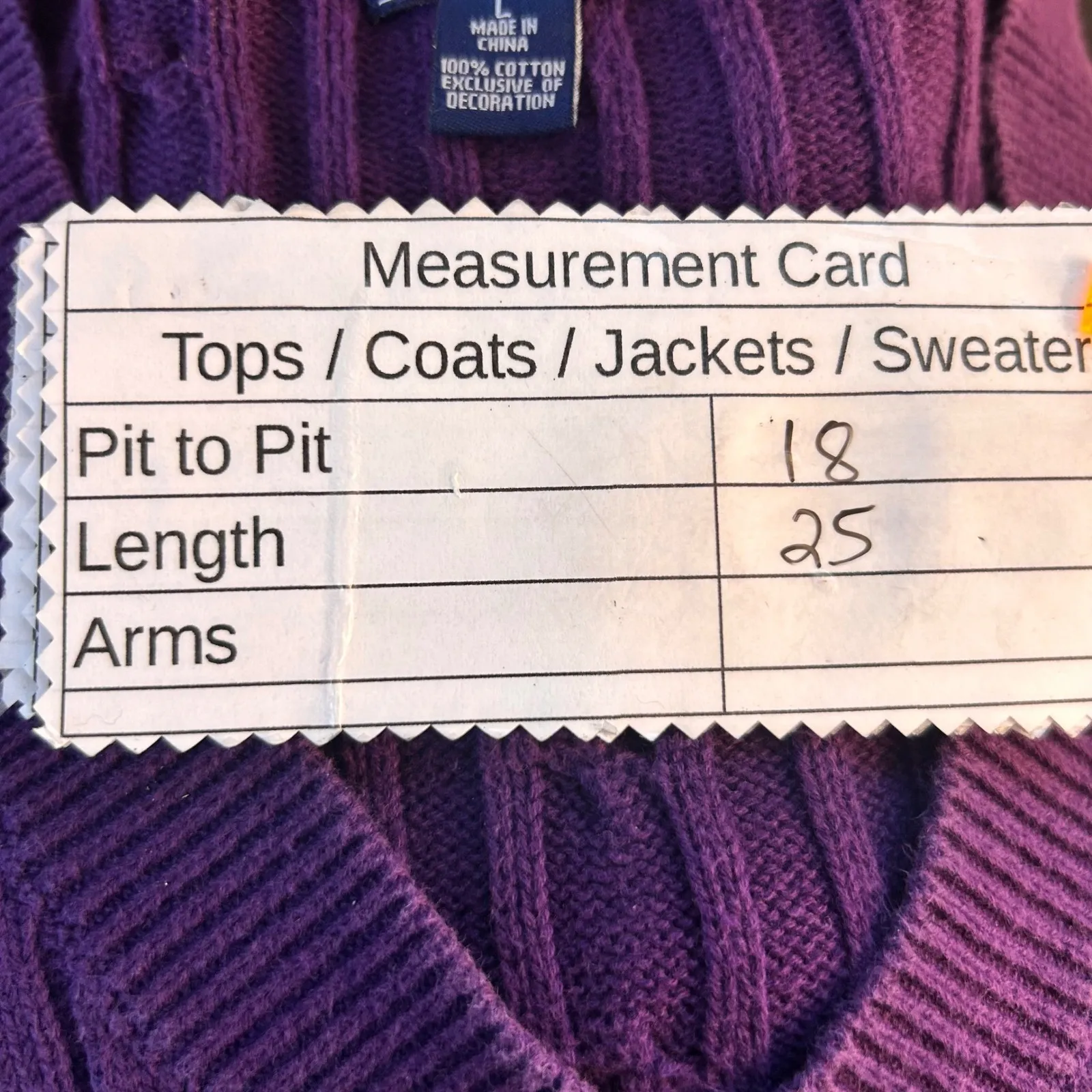 Chaps Cable Knit Sweater Large Purple Preppy - Image 7