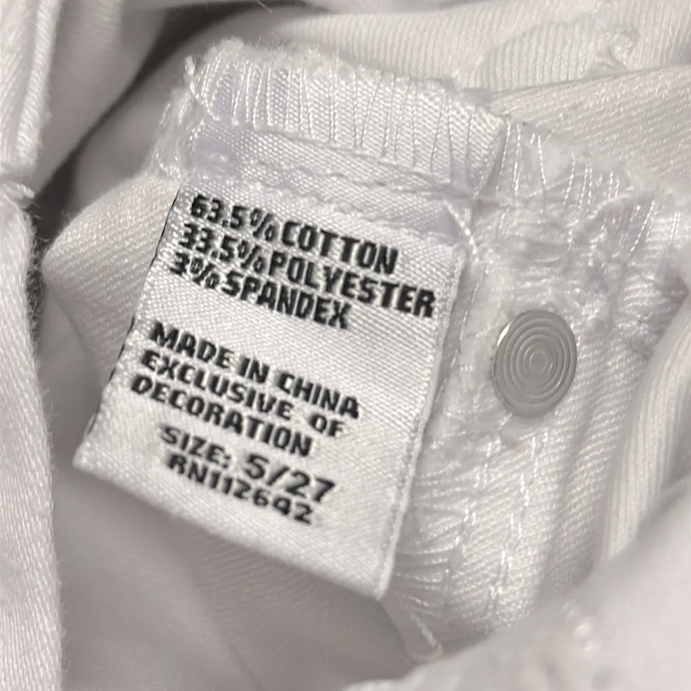 Blue Savvy White Stretch Denim High Waisted Skinny Jeans Juniors 5 or 27 Waist - Image 7