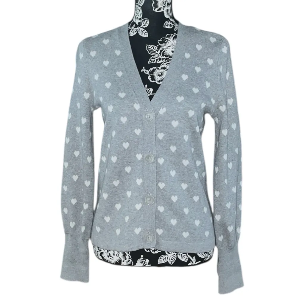 CeCe Heart Print Coquette Cardigan - Image 2