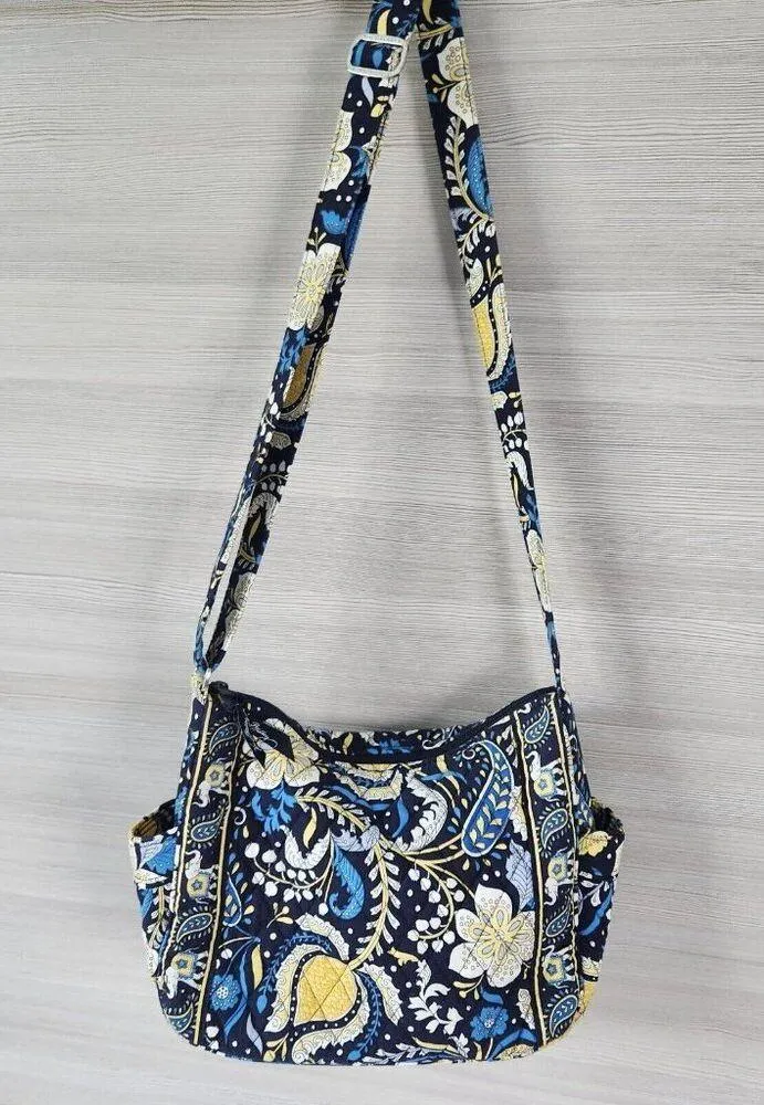 Vera Bradley Lizzy Ellie Blue Yellow Floral Paisley Crossbody Purse & Wallet Duo - Image 3