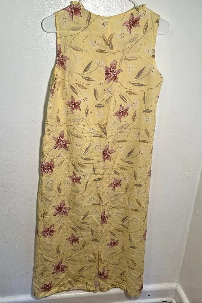 Vintage Style Studio Midi Dress Yellow Pink Floral - Image 8