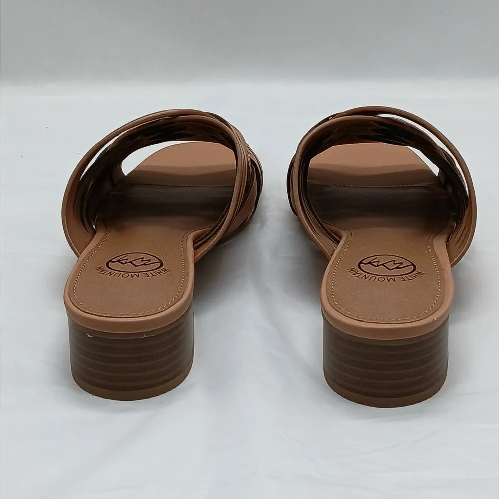 White Mountain Women's Sandals Slides Size 8M Brown Slip On Woven Casual Shoes - Image 5