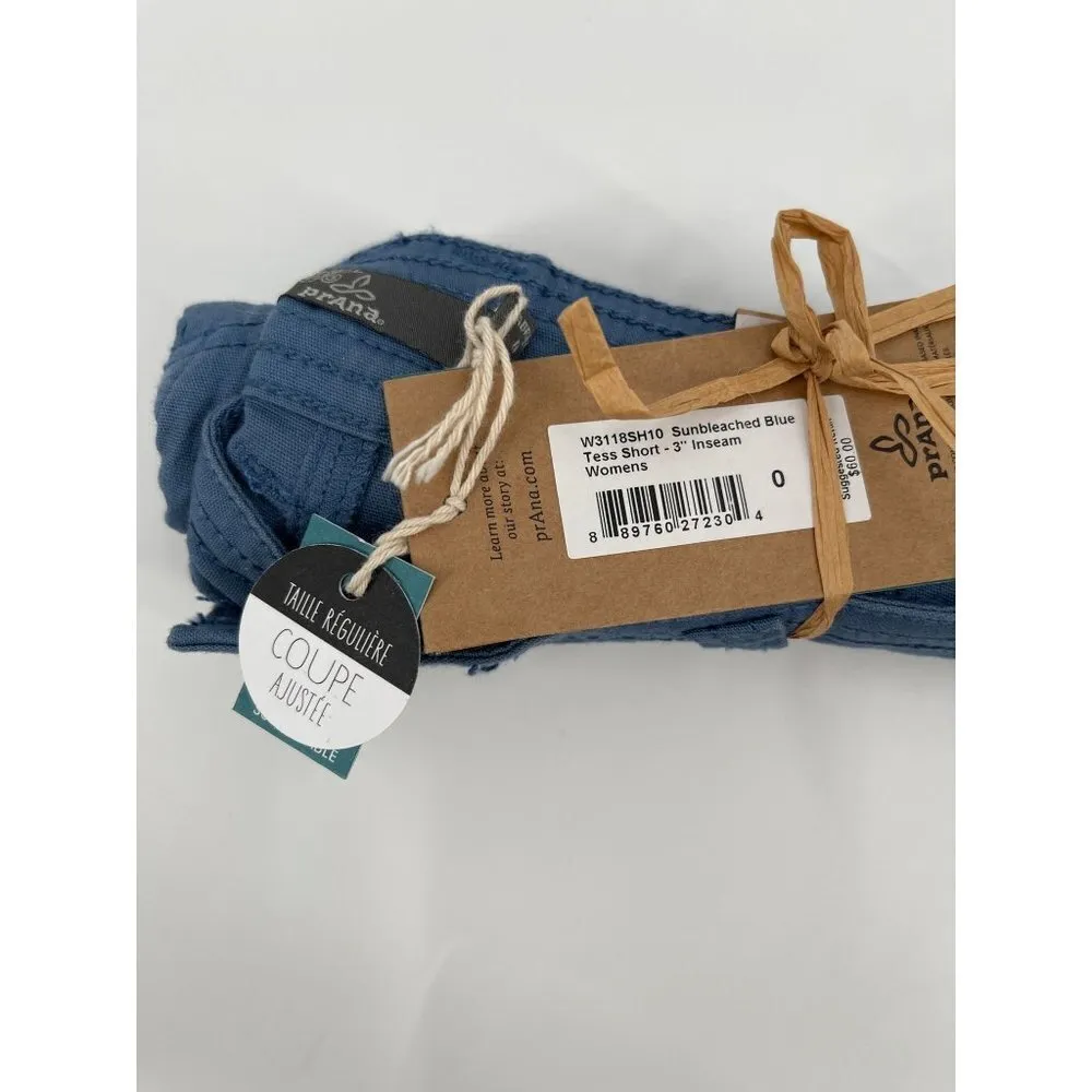 Prana Tess Shorts 3" Inseam Organic Athletic Shorts Sunbleached Blue - Image 6