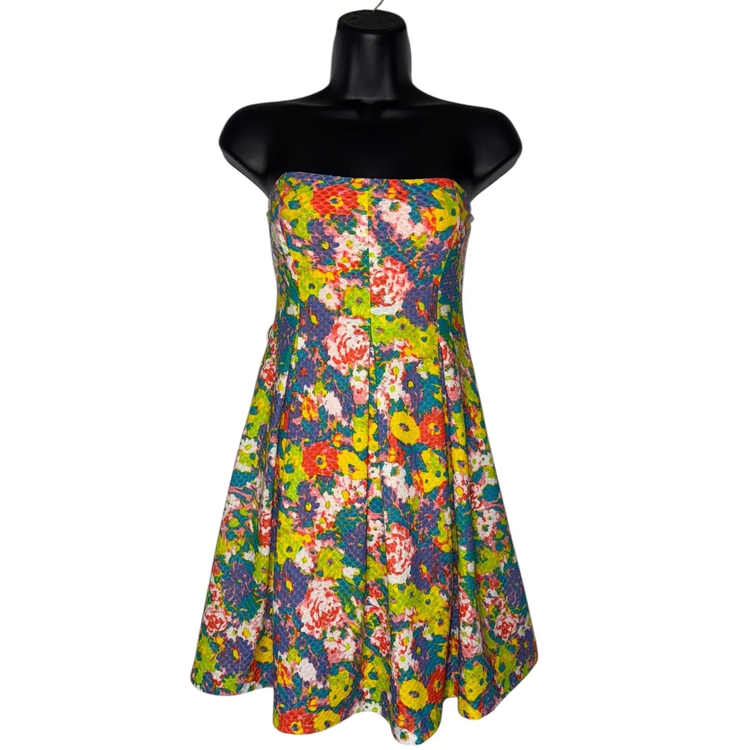 Garden Fairy Floral Babydoll Flowy‎ Strapless Mini Dress Sweetheart Neckline - Image 2