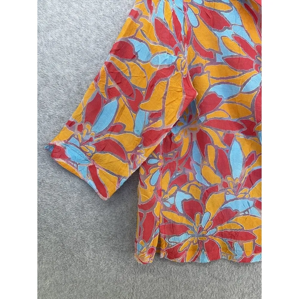 Allison Daley Women's Button Down Shirt Short Sleeve Orange Size 12 Petite - Image 10