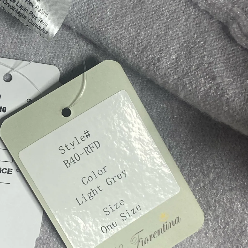 La Fiorentina Rex Rabbit Fur Sparkle Light Grey Poncho O/S Gray Size undefined - Image 10