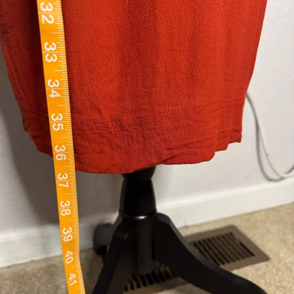 Madewell Novel Shift Dress Rust Size S Relaxed Knee Length Cap Sleeve V Neck - Image 6