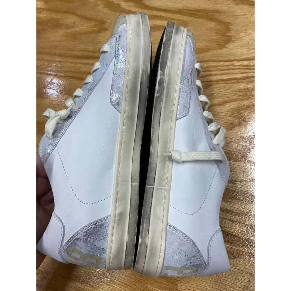 P448 Thea Sneakers Women White Purple Leather Lace-Up Running Athletic Shoes S26 - Image 9