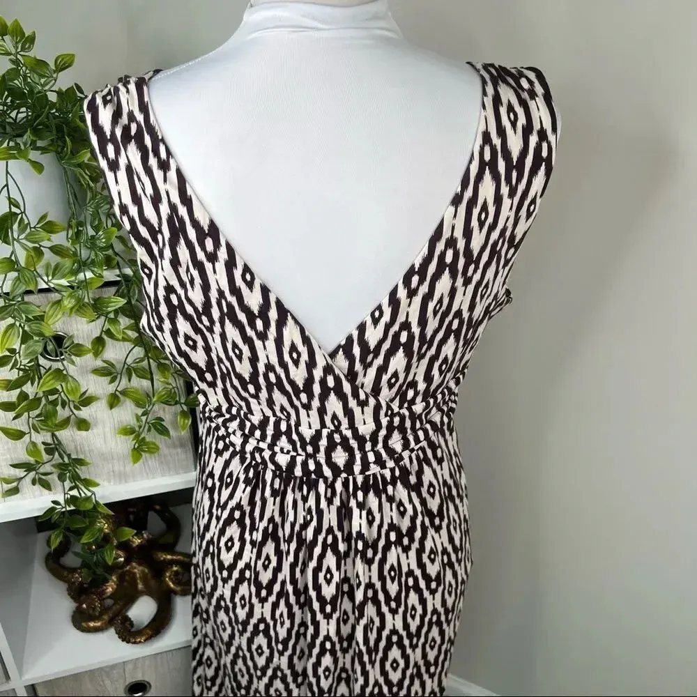 LOFT Outlet V neck Maxi Dress Deep Purple and Ivory Sleeveless Size LP - Image 5