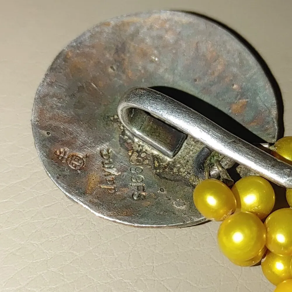 Roycroft Dayna Yellow Culture Pearls 3 Strands Necklace Fine Silver Stamped - Image 7