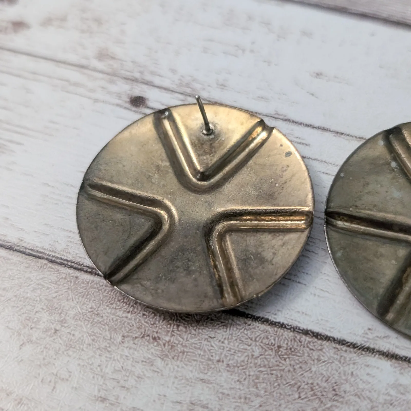 Vintage Stud Earrings For Pierced Ears Retro Circular Extra Large - Image 8
