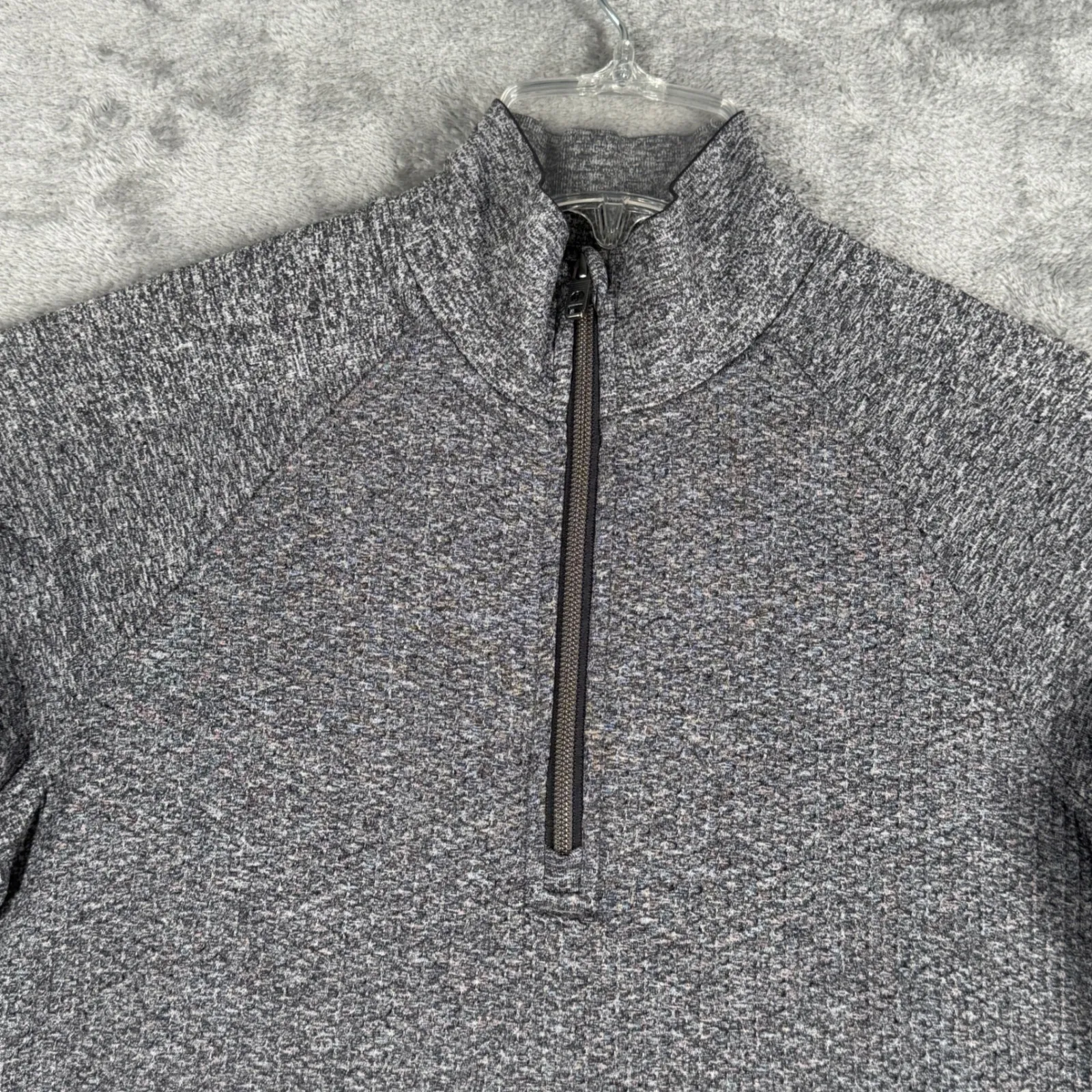 Lululemon Engineered‎ Warmth Half Zip Top Graphite Grey White Merino Wool Size 8 - Image 5