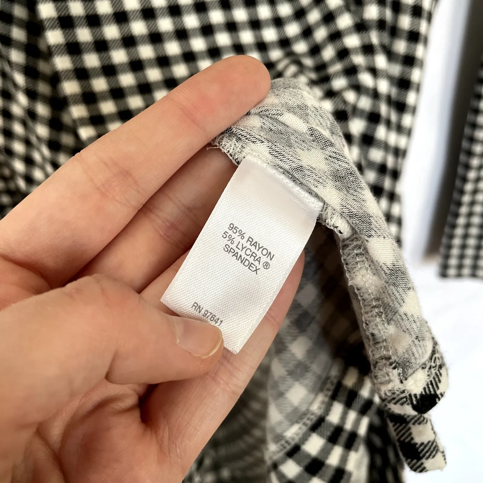 J.Jill wearever collection black white checkered long sleeved dress women's LT Size L - Image 4