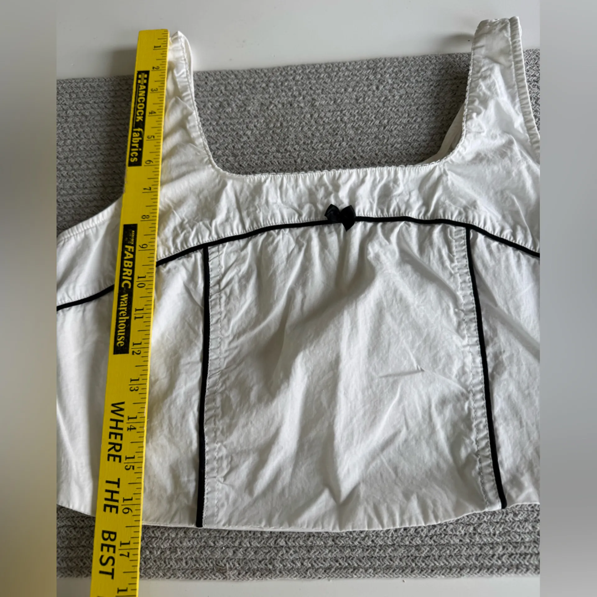 Forever 21 White Black Corset Style Bow Cotton Zip Back Cropped Tank Top Large - Image 8