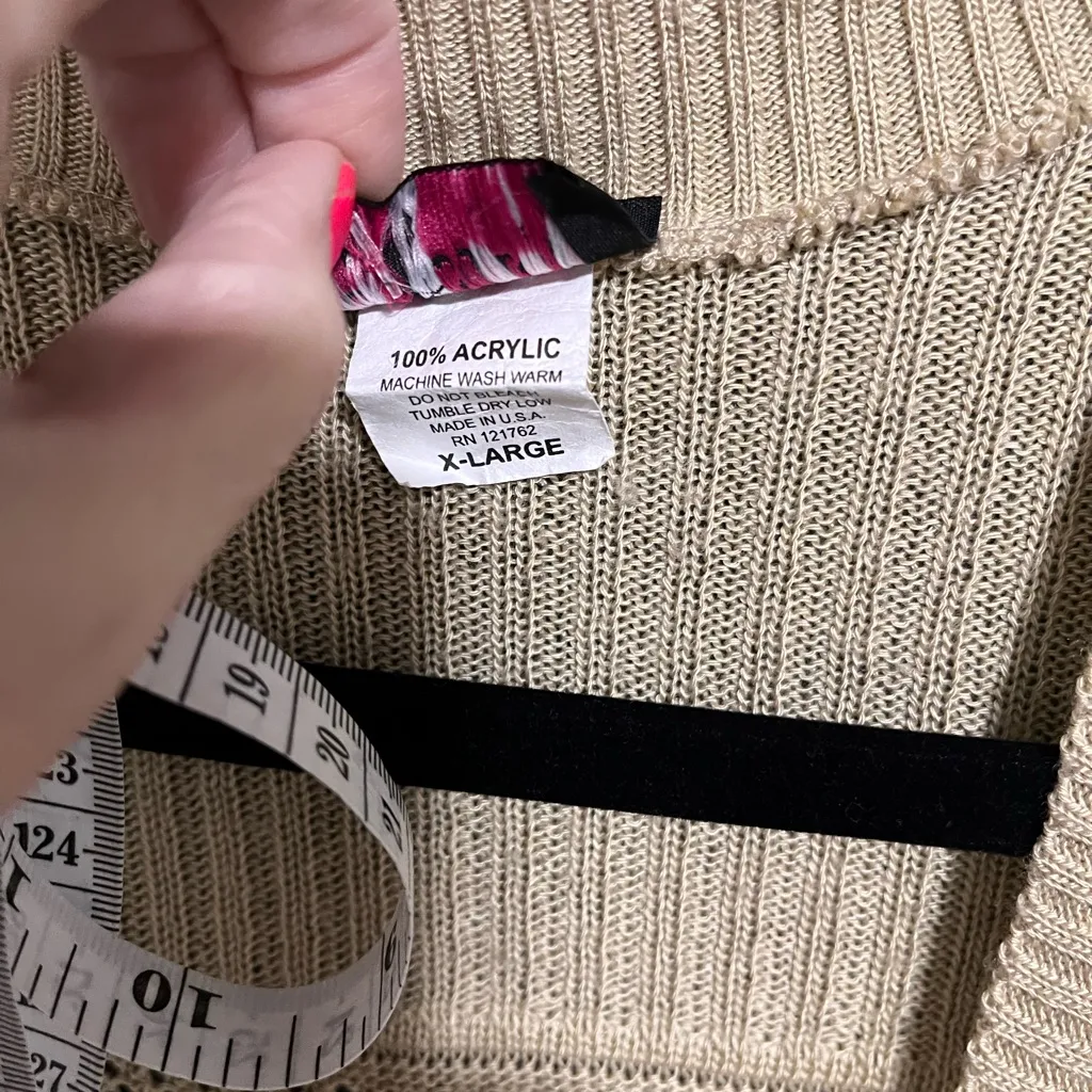 HOT SHOT Vintage Crop Knit Cardigan Cover Up Top Women’s Shirt Sz XL EUC Tan - Image 4