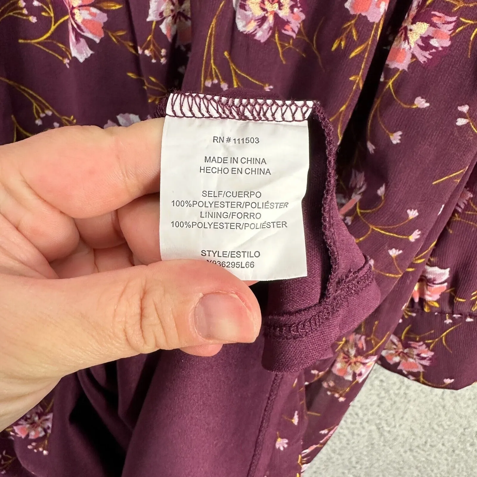 Luxology Shirt Dress Womens‎ XL Purple Floral Chiffon Ruffle Boho Cottagecore - Image 6