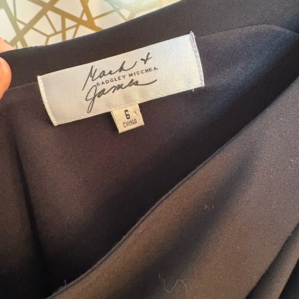 Mark + James by Badgley Mischka One-Shoulder Dress w/ Leather Accents, size 6 - Image 3