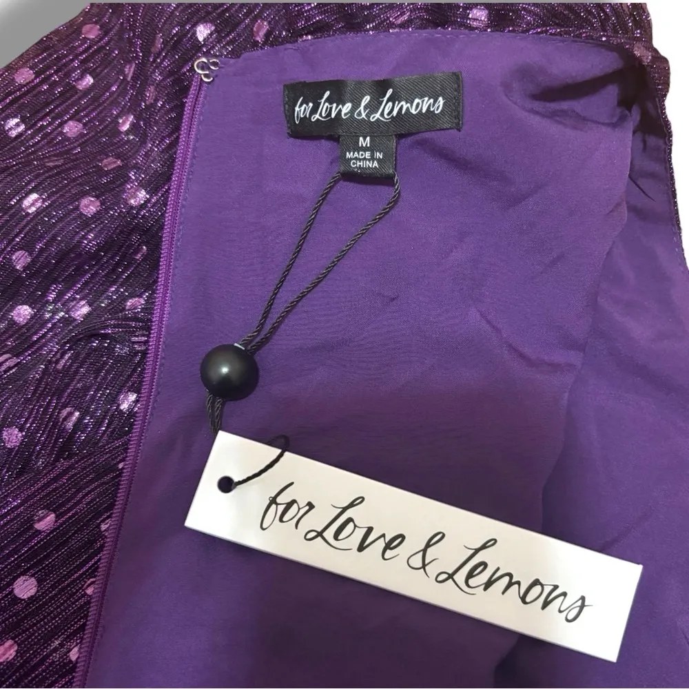 NWT For Love & Lemons Purple Sparkly 80s Inspired La Villette Mini Dress Medium - Image 11
