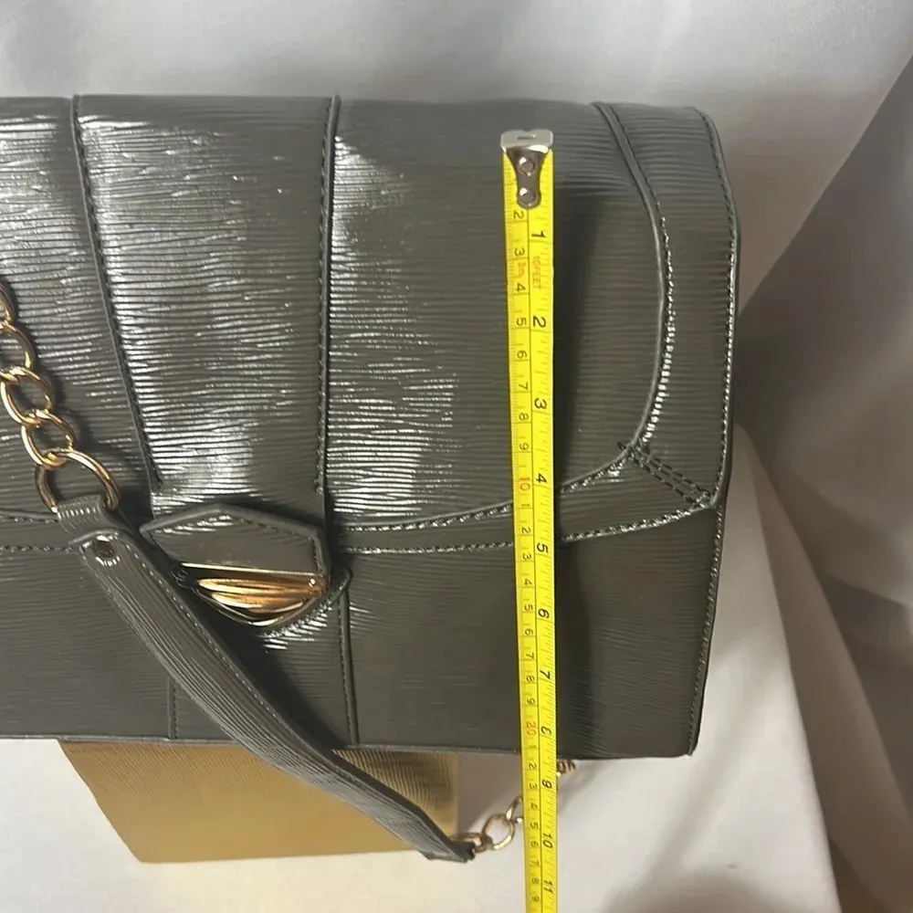 New Culture Fashion Purse NWT Square Grey Ribbed Textured Chain Shoulder Bag Gray - Image 8