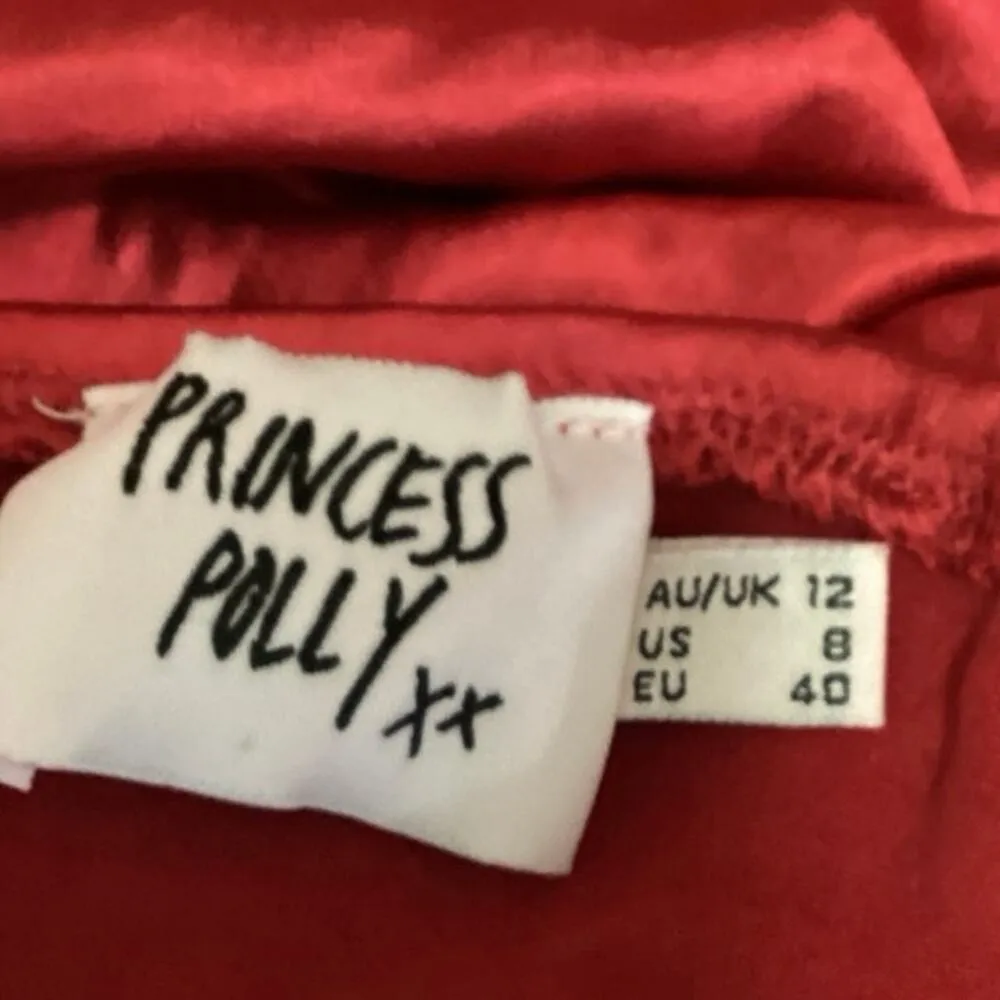 Red Silk Satin Cowl Neck Long Sleeve Mini Shift Slip Dress Size 8 - Image 3