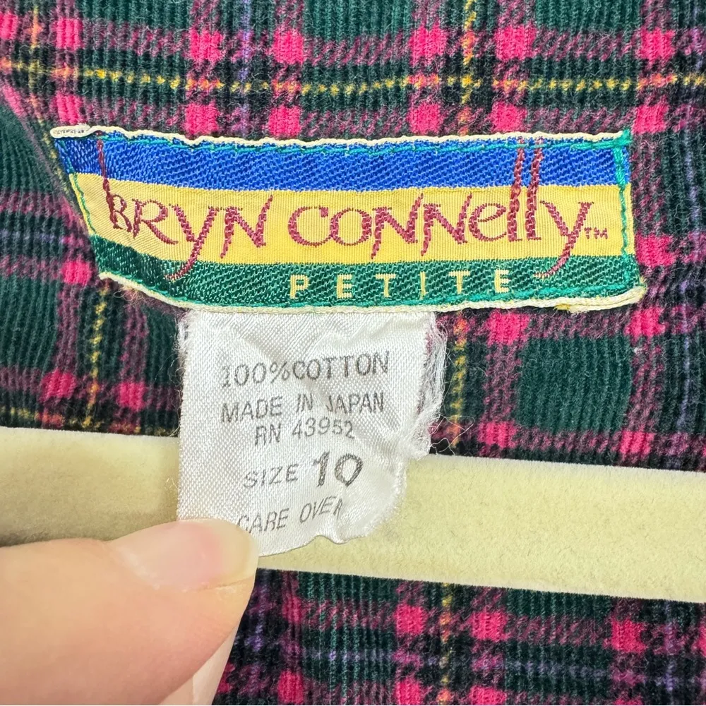 Vintage Bryn Connelly Pink Green Plaid Pinafore Womens 10 Preppy Academia Midi - Image 2
