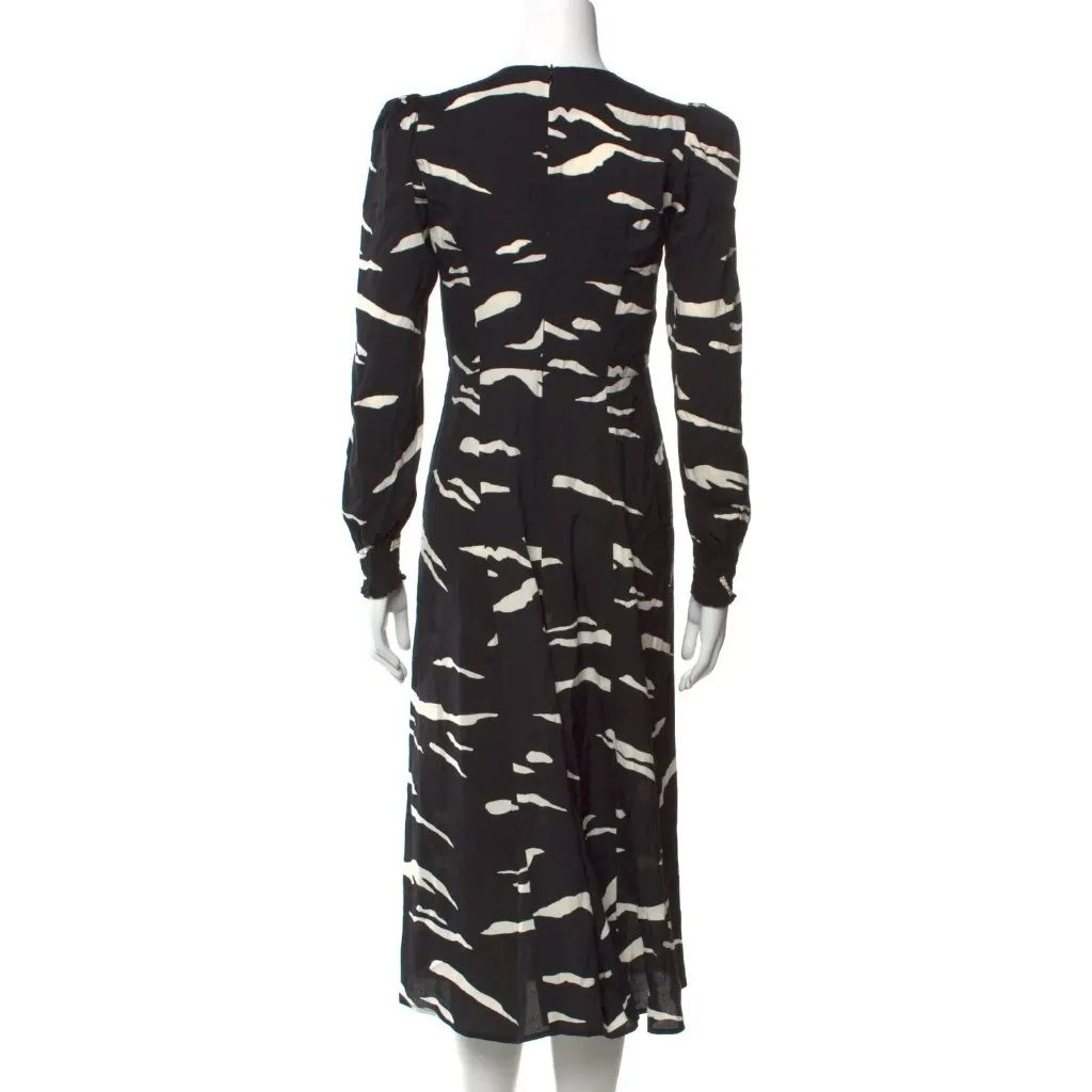 NWT Reformation Wallflower Midi in Mustang Black Ivory Slit Crepe Dress 6 $248 - Image 9
