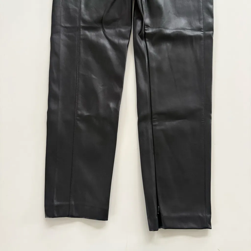 Ann Taylor Petite Faux Leather Black Seamed Leggings size 8P - Image 4