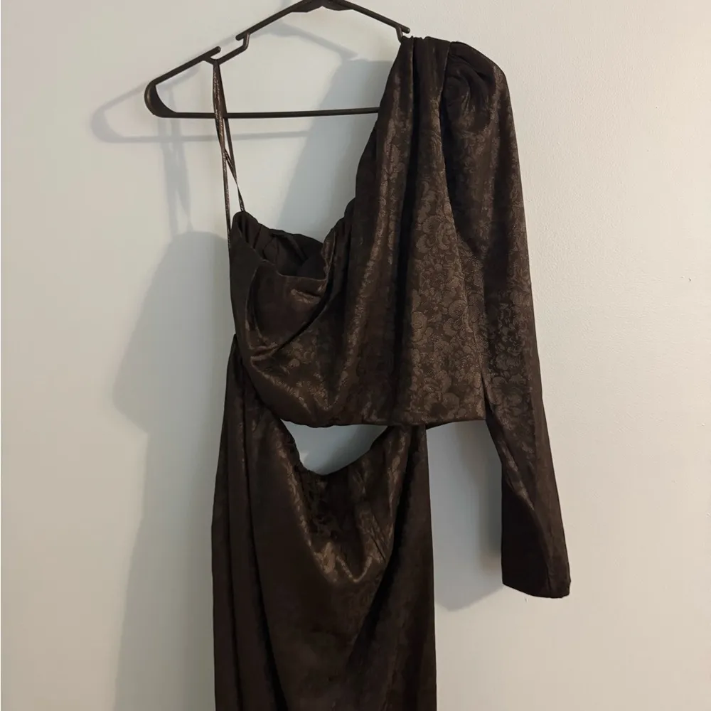 NWT Wayf Ella Floral Flower Jacquard Crystal Jewel Bow Tie Cut Out Midi Dress XL - Image 9