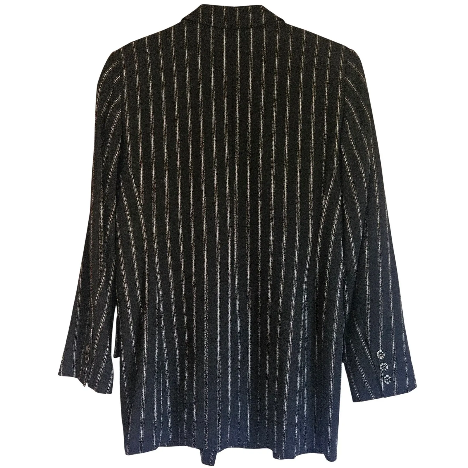 Apara Paris Pinstripe Blazer Women's Business Casual Wool Size 42‎ / XL Blue - Image 9