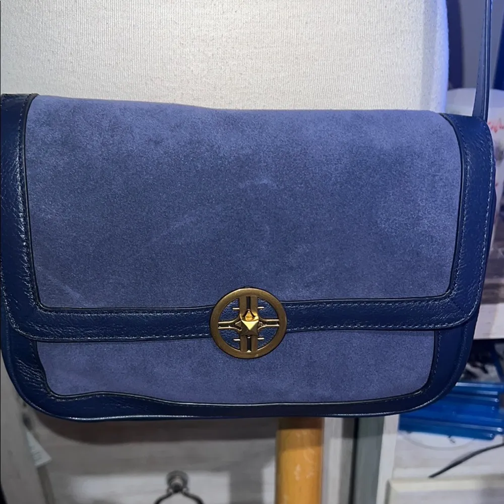 Fossil jasmine medium Blue Crossbody Bag with Brass Hardware - Image 2