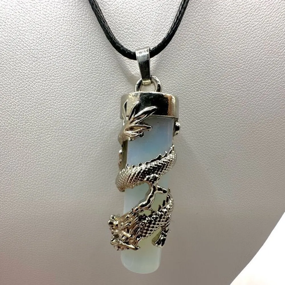 Opalite wrap around dragon pendant necklace - Image 4