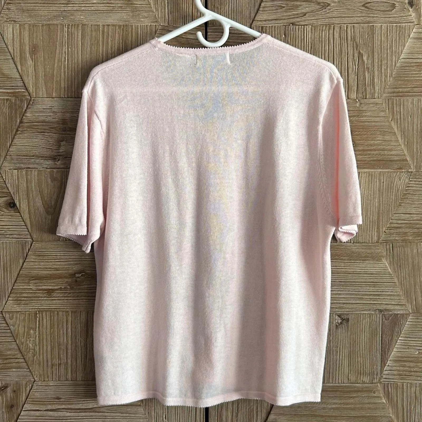 Carolyn Taylor Women's Pink Button Up Top Size L Floral Embroidered - Image 4