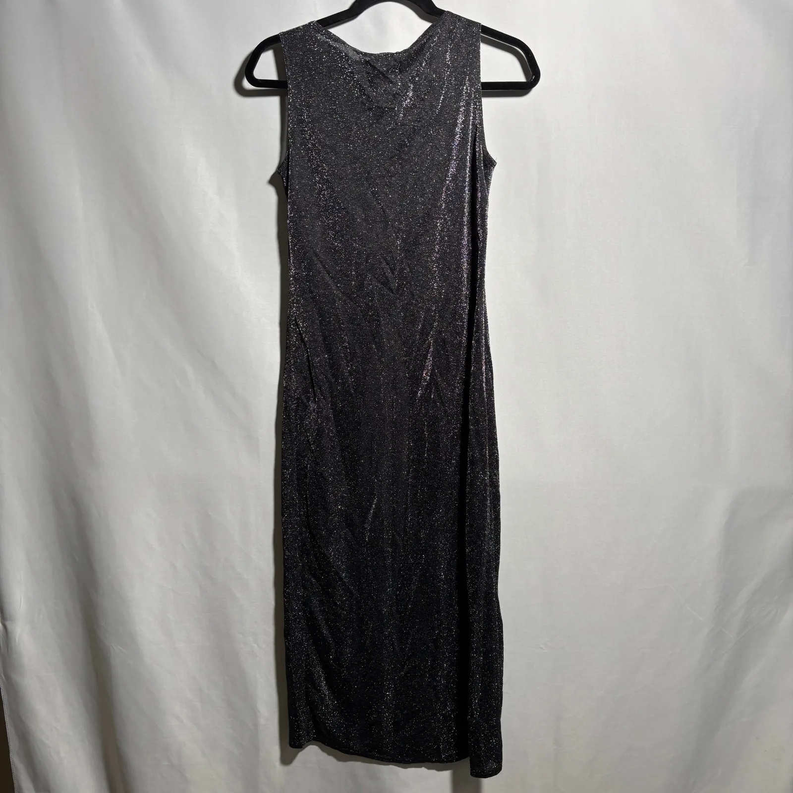 VTG SASSY Black Metallic Sparkle Sleeveless Dress USA‎ Made Party Cocktail M * - Image 2