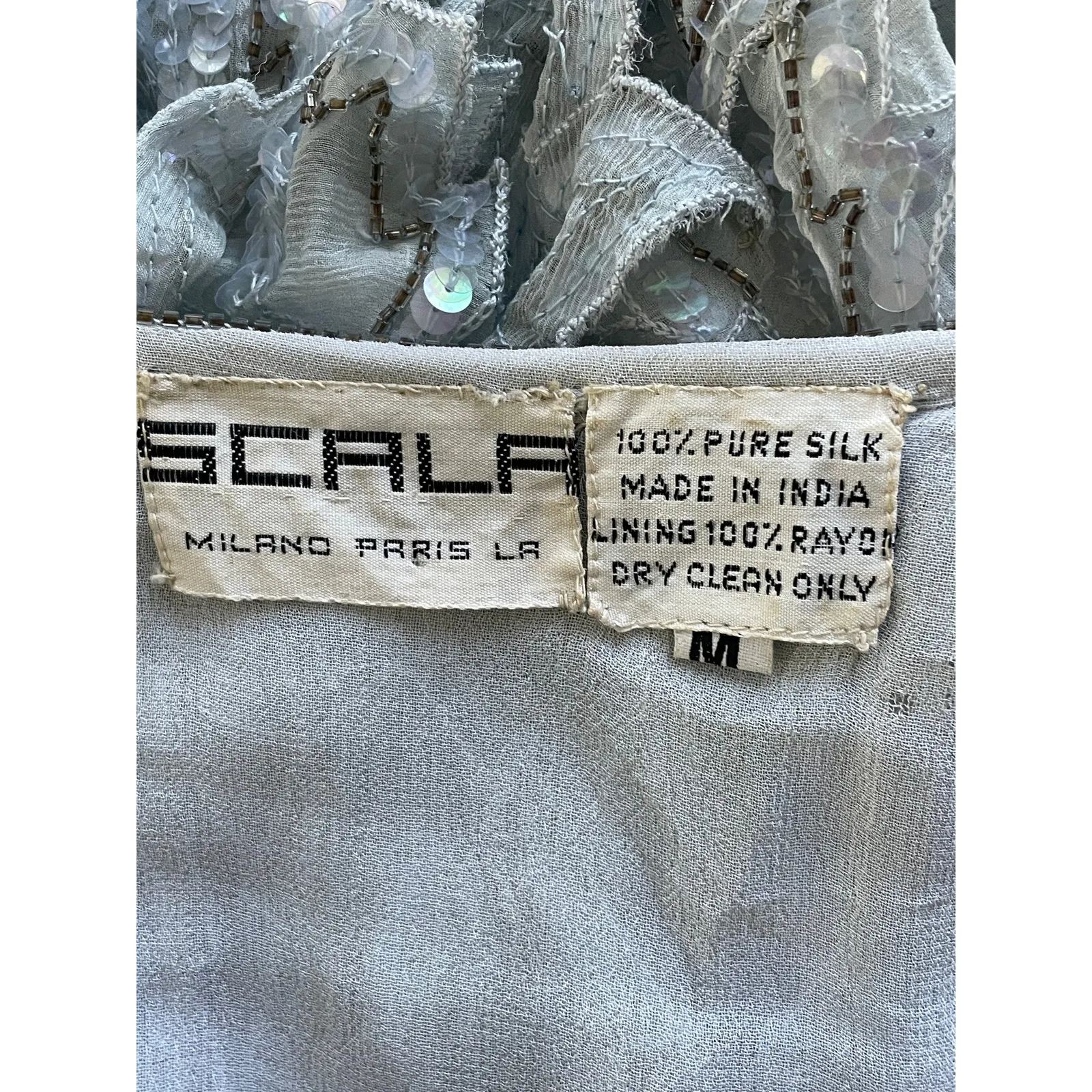 Vintage Scala Gray Sequined Beaded Cocktail Party Pullover Top Size Medium - Image 6