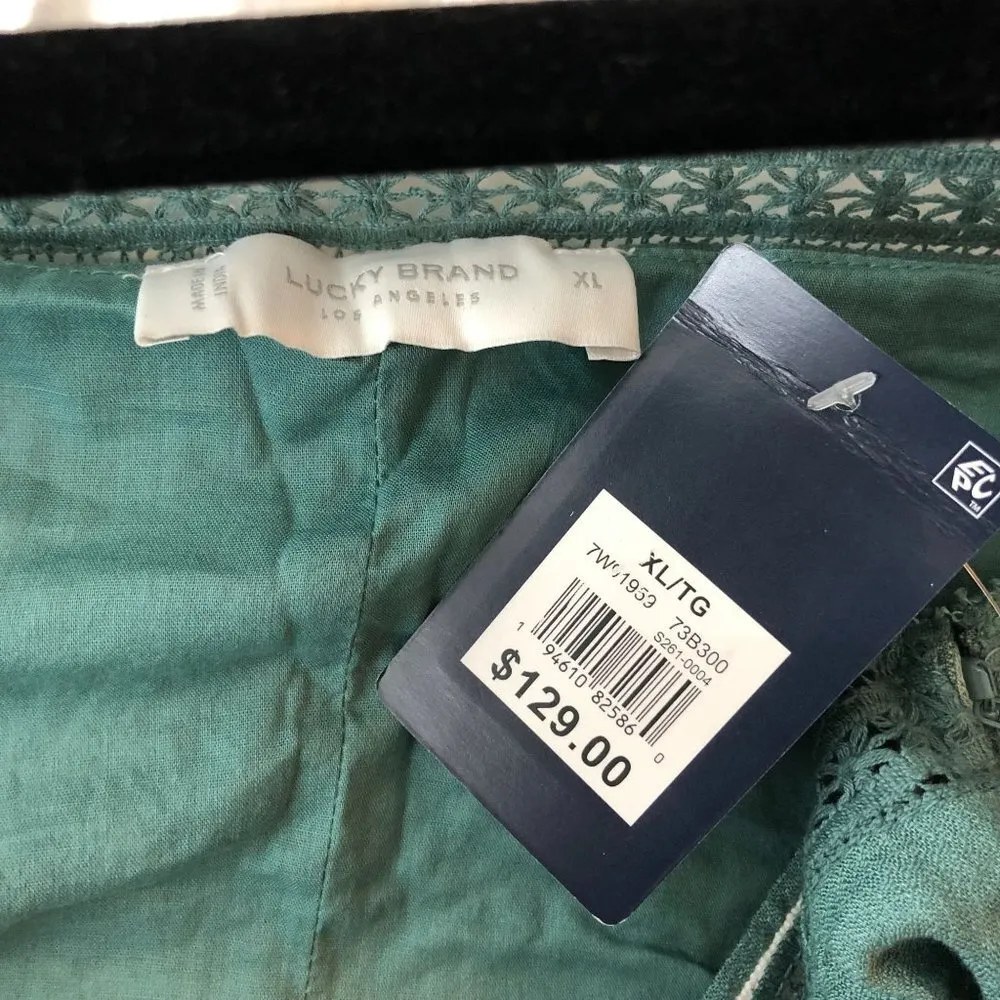 Lucky Brand Womens Embroidered Square Neck Cami Dress Geometric Green XL - Image 5