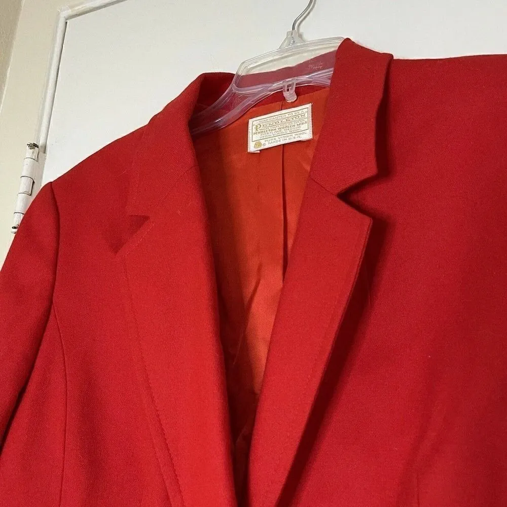 Vintage Pendleton scarlett red wool blazer jacket size US 10 - Image 2
