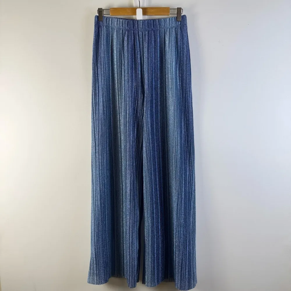 Urban Outfitters Renewal Parties Remnants Shimmer Plisse Pant Medium Wide Leg - Image 4