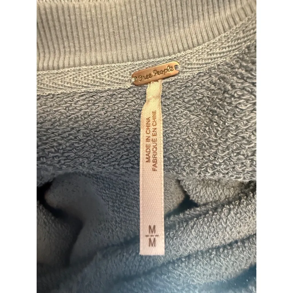 Free People Sunchild Sweatshirt Baby Doll Mini Dress Rainsong Blue Medium - Image 4