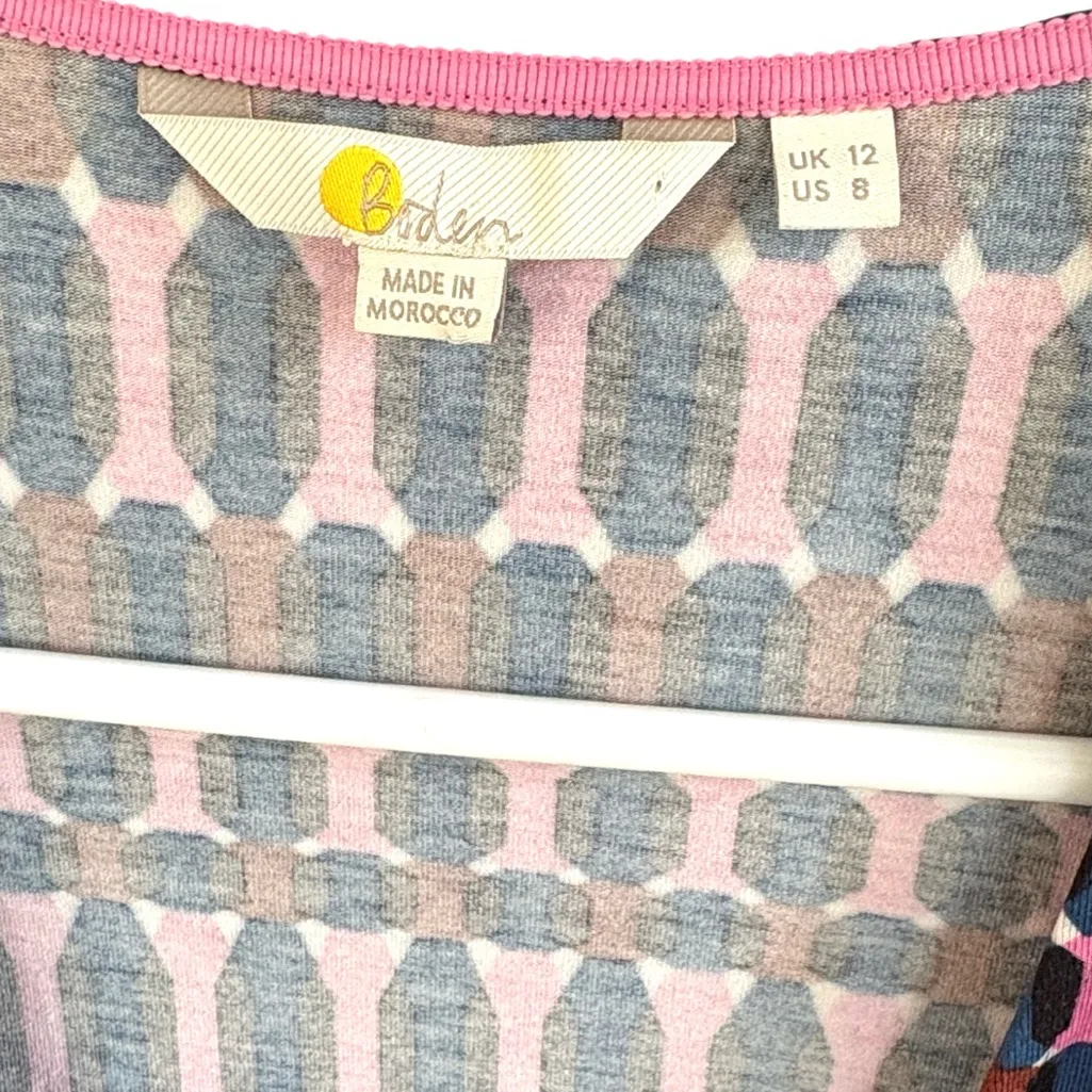 Like New Boden Elodie Geo Print Surplice Wrap Stretch Jersey Top Size 8 - Image 2